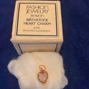Avon birthstone heart charm 1981 June simulated alexandrite